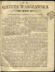 Gazeta Warszawska, [red. Antoni Lesznowski], Warszawa, 1794-1825, syg. 4.813