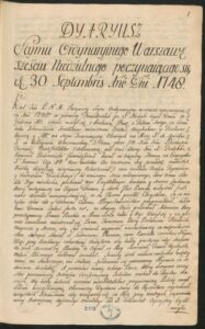 Diariusz sejmu walnego w Warszawie, trwającego od 30 września do 9 listopada 1748.