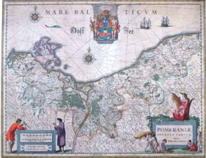 Eilhardus Lubinus, mapa Pomorza Zachodniego w przeróbce W.J.Blaeu’a, wyd. Amsterdam 1649, (sygnatura 391/B/IV)