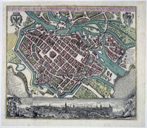 Plan perspektywiczny Wrocławia Matthäusa Seuttera, oparty na planie M. Meriana, Augsburg po 1740 r.