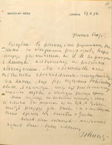 List gen. Władysława Sikorskiego do gen. Kazimierza Sosnkowskiego, 1941 r.